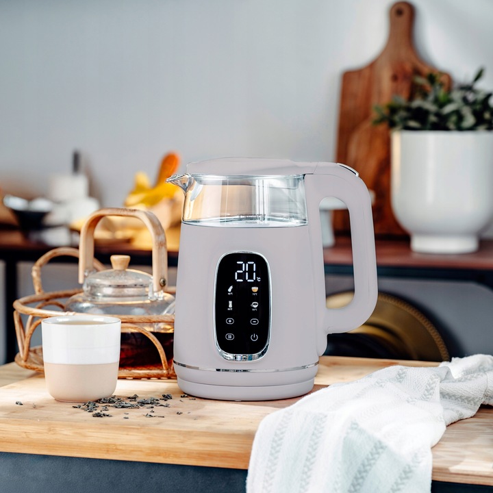 Czajnik Elektryczny 2200W Szklany beżowy Panel LED Mocny Camry CR1383