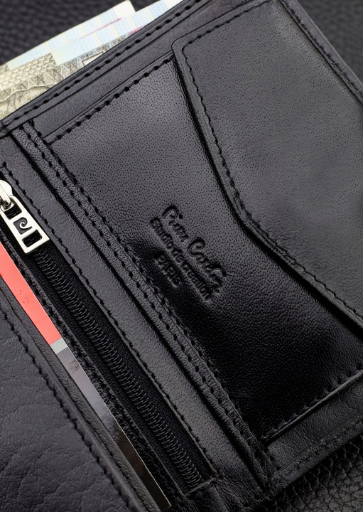 Portfel Męski Pierre Cardin Skórzany Czarny Pojemny RFID Torebka Certyfikat