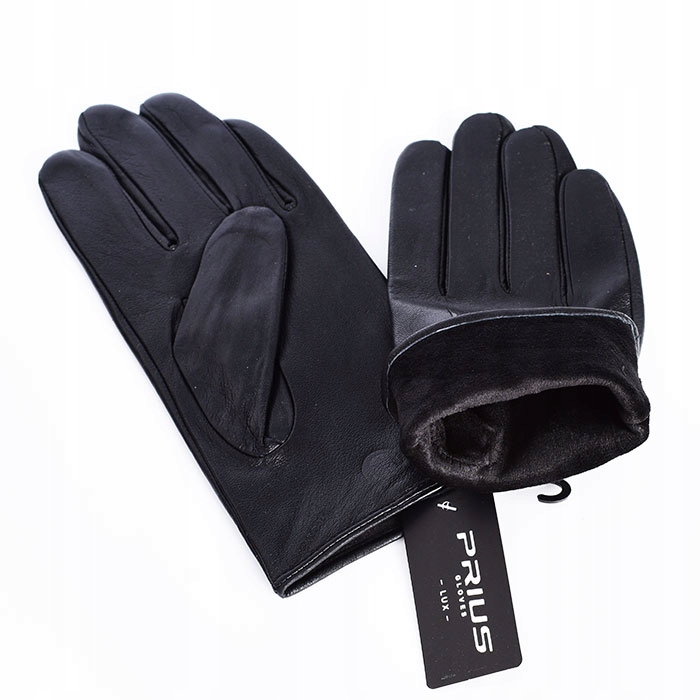 RĘKAWICZKI SKÓRZANE MĘSKIE CZARNE OCIEPLANE SKÓRA