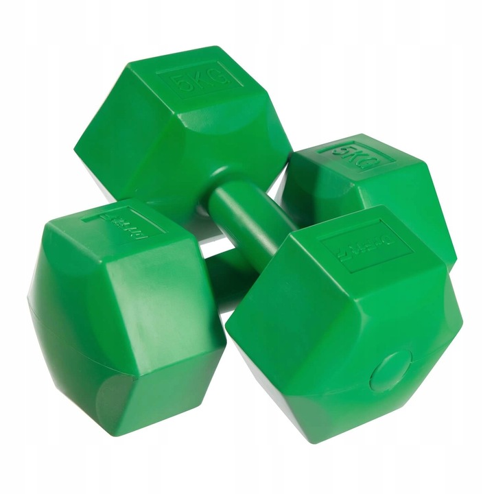 DrFit Hantle ciężarki do ćwiczeń fitness sześciokątne zestaw 2x 5kg zielone