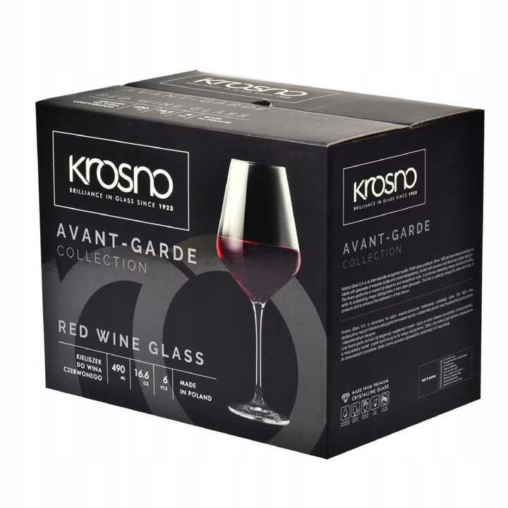 Kieliszki do wina czerwonego 6 szt. 490 / 550 ml Avant-Garde Krosno