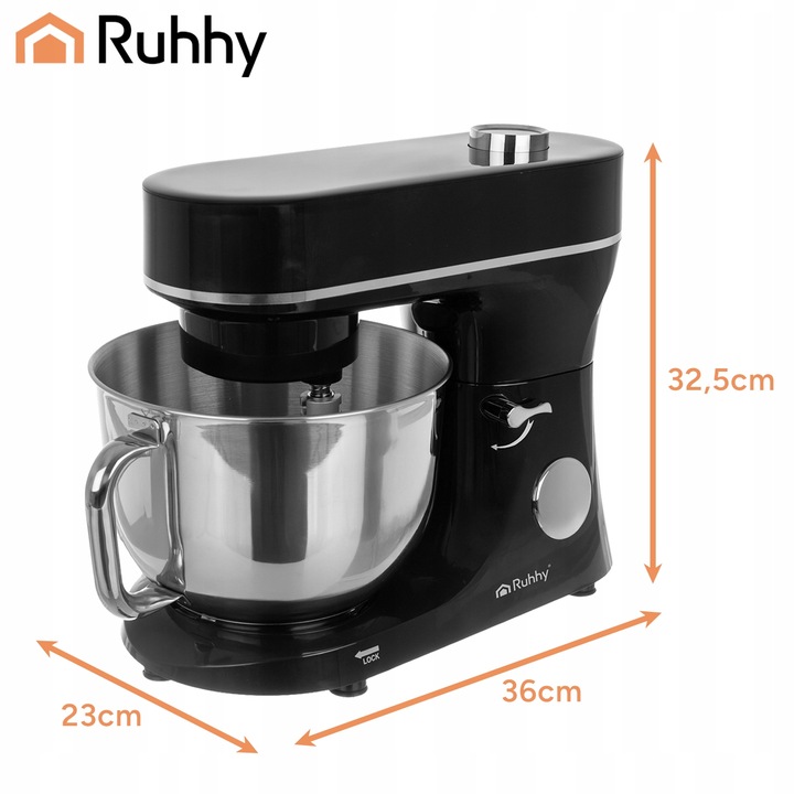 Robot Kuchenny Planetarny z Podgrzewaną Misą 5,7L Ruhhy Mikser do