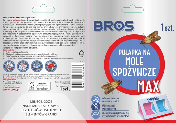 BROS Pułapka na mole spożywcze Max 10 SZTUK