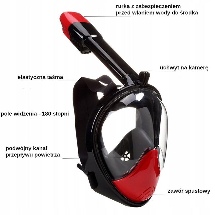 Maska do nurkowania Okulary od snurkowania Pełnotwarzowa z rurką fajką Pro2