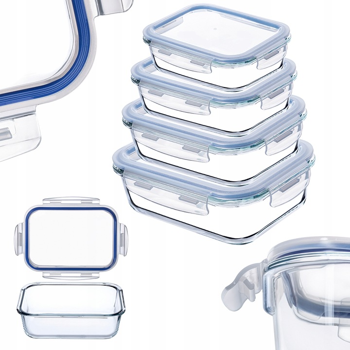 POJEMNIK NA ŻYWNOŚĆ SZKLANY ZESTAW POJEMNIKI SZKLANE POKRYWKĄ LUNCHBOX
