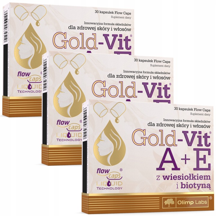OLIMP GOLD-VIT A+E 3X30kaps WITAMINA A I E OLEJ Z WIESIOŁKA BIOTYNA WŁOSY