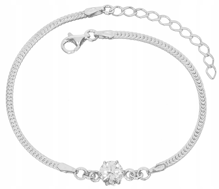 SREBRNA BRANSOLETKA DAMSKA CYRKONIA NA RĘKĘ REGULOWANA DLA NIEJ + GRAWER