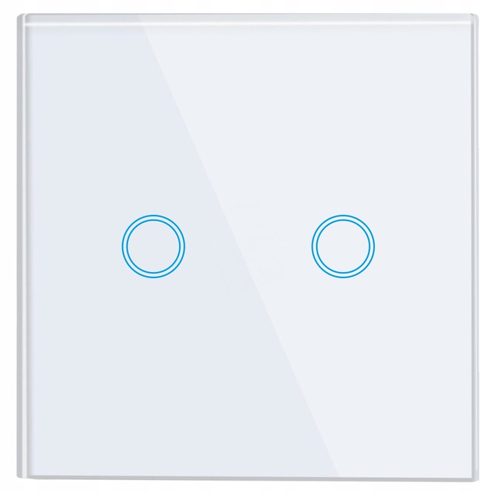 WŁĄCZNIK WYŁĄCZNIK ŚWIATŁA SZKLANY DOTYKOWY PODWÓJNY BIAŁY SZKŁO BIAŁE