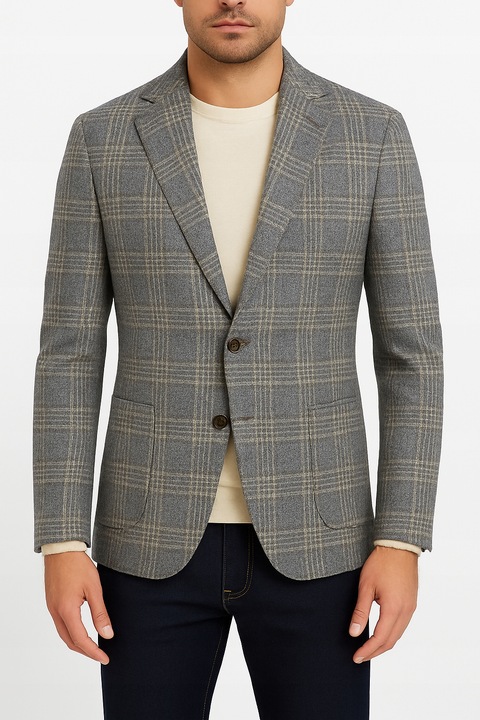 Marynarka męska biznesowa w kratę modna jednorzędowa marynarka