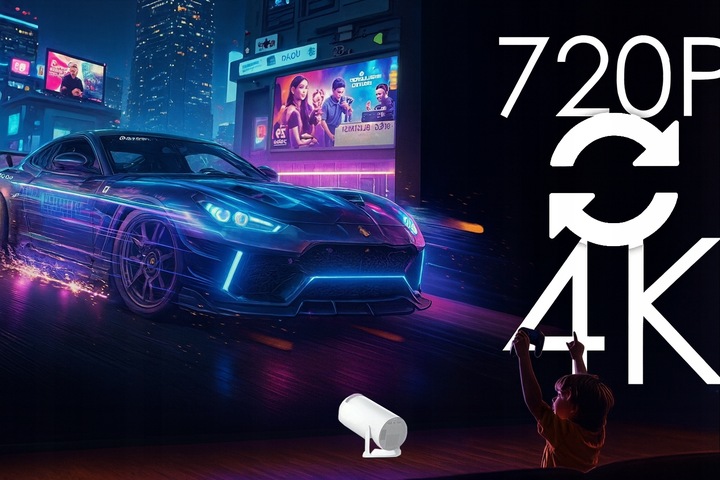 PROJEKTOR RZUTNIK Przenośny Android Smart Mini TV 4K LED Głośnik WIFI