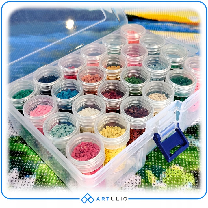 Zestaw 24 pojemników do diamond painting akcesoria haft diamentowy mozaika