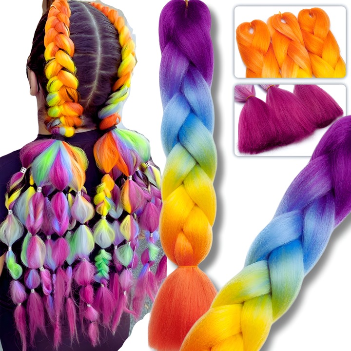 ZESTAW 6 SZTUK WŁOSY SYNTETYCZNE DO WARKOCZYKÓW KOLOROWE OMBRE