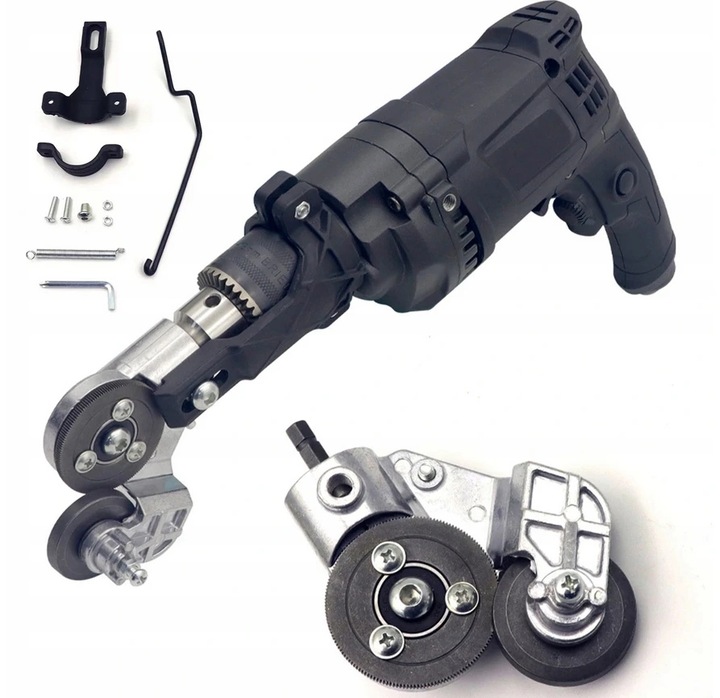 ADAPTER DO CIĘCIA BLACHY NA WIERTARKĘ WKRĘTARKĘ UNIWERSALNE NOŻYCE DO