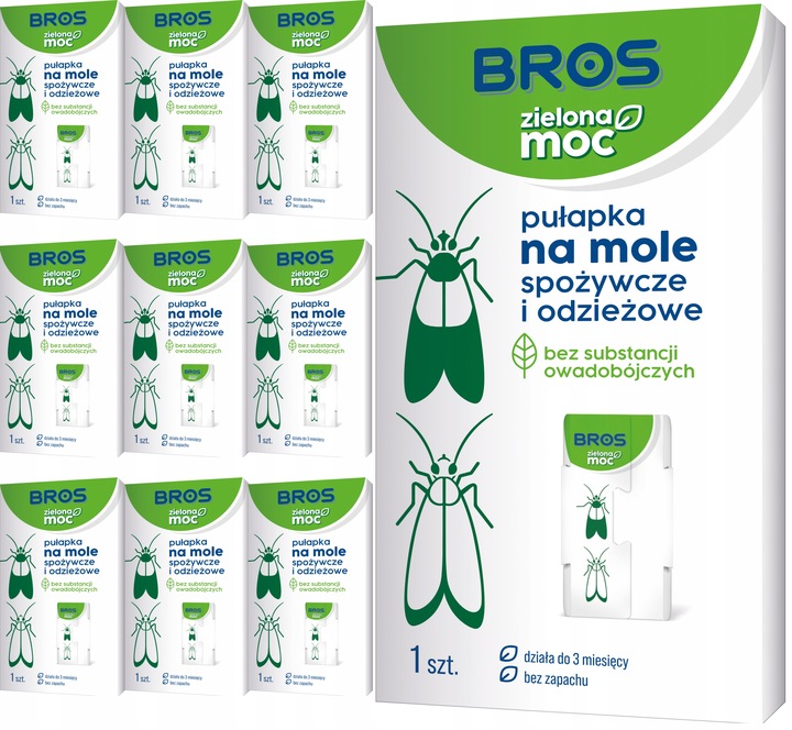 BROS Zielona Moc Pułapka na mole spożywcze i odzieżowe 2w1 10 SZTUK