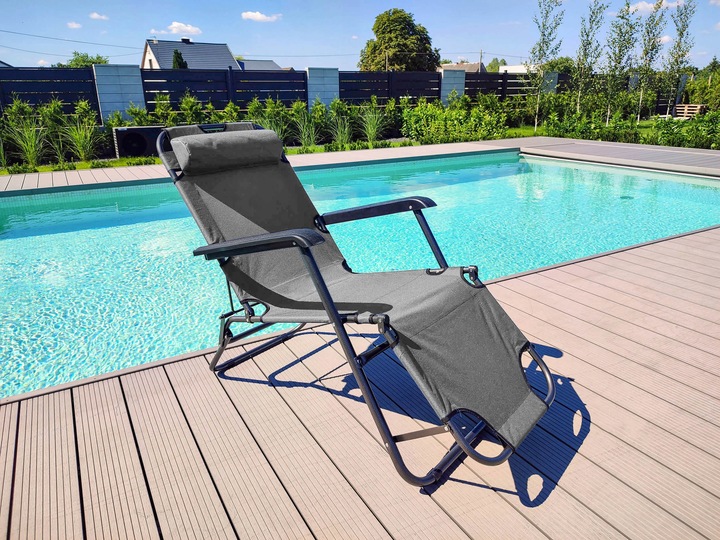 LEŻAK OGRODOWY SKŁADANY FOTEL PLAŻOWY ZERO GRAVITY LEON NA TARAS DO OGRODU