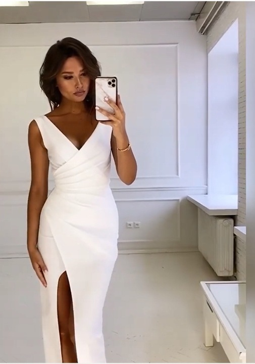 Zoja ECRU SUKIENKA na jedno ramię ślubna L