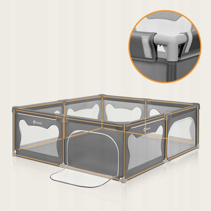 Kojec dla dziecka łóżeczko DUŻY PLAC ZABAW 207x187 cm Lionelo Willow