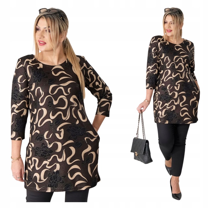 Tunika damska elegancka bluzka 3/4 rękaw POLSKI PRODUCENT duże