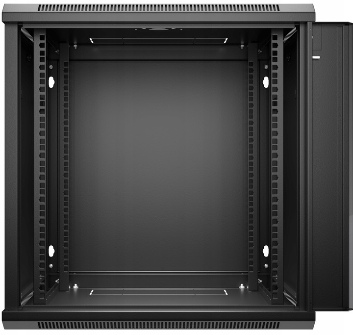 Szafa wisząca RACK 19" 12U, 450mm, Netrack F-Line, czarna, drzwi szklane,