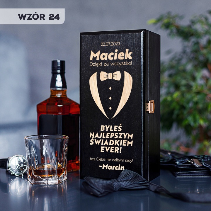 PODZIĘKOWANIE DLA ŚWIADKA PREZENT DLA ŚWIADKA SKRZYNKA NA ALKOHOL UPOMINEK