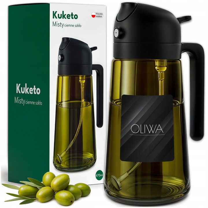 SPRYSKIWACZ DO OLIWY OLEJU OCTU CIEMNE SZKŁO DOZOWNIK SZKLANY MGIEŁKA 470ML