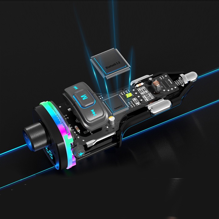 Transmiter bluetooth FM samochodowy SZYBKA ładowarka PD 23W QC3.0