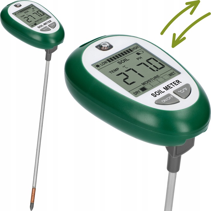 KWASOMIERZ GLEBY Tester podłoża Ph ziemi 4w1 MIERNIK temperatura