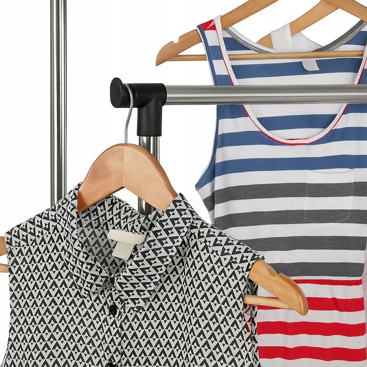 WIESZAK PODWÓJNY STOJĄCY NA KÓŁKACH UBRANIA STOJAK DO PRZEDPOKOJU