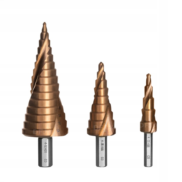WIERTŁA KOBALTOWE STOPNIOWE STOŻKOWE DO METALU STALI ZESTAW HSS CO/M35