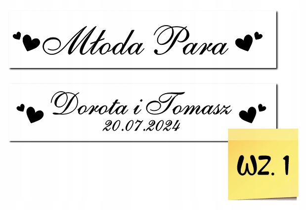 Ślubne TABLICE tablica ślubna na ślub na samochód 2 szt. NIEPRZEMAKALNE