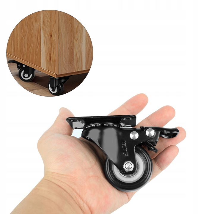 4× ZESTAW JEZDNY KÓŁKA OBROTOWE GUMOWE KOŁA ŁOŻYSKOWANE MEBLOWE 50mm