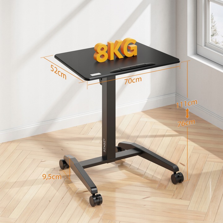 Biurko Mobilne Regulowane Składane Stolik Pod Laptopa Kółka 70x52cm