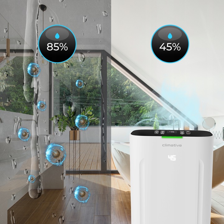 Osuszacz powietrza 20l oczyszczacz 2w1 Silent UV ION WiFi HEPA do 50m²