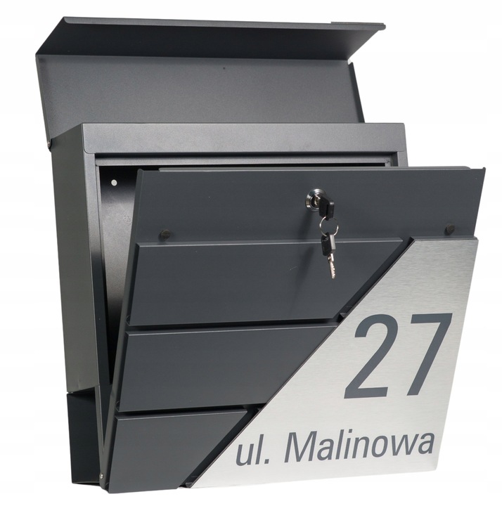 DUŻA SKRZYNKA NA LISTY Z ADRESEM NUMEREM DOMU ANTRACYT GAZETNIK