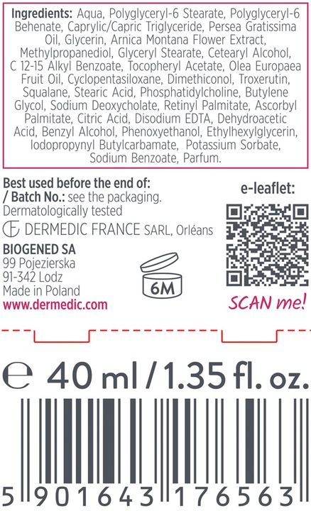 DERMEDIC REDNESS CALM krem przeciwzmarszczkowy na NOC do twarzy 40ml