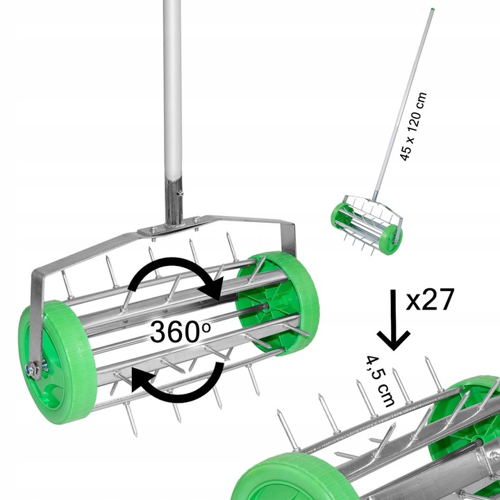 AERATOR do trawnika WERTYKULATOR RĘCZNY OBROTOWY WALCOWY TRAWY MURAWY