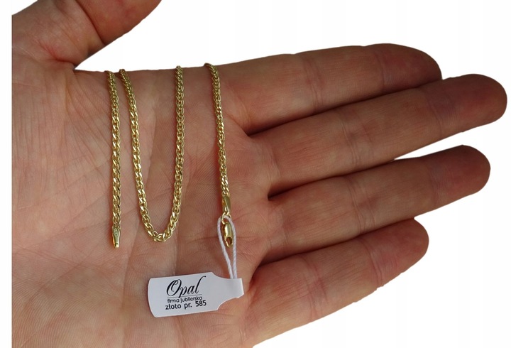 ZŁOTY ŁAŃCUSZEK 585 MODNY MONA LISA 50 cm + GRAWER