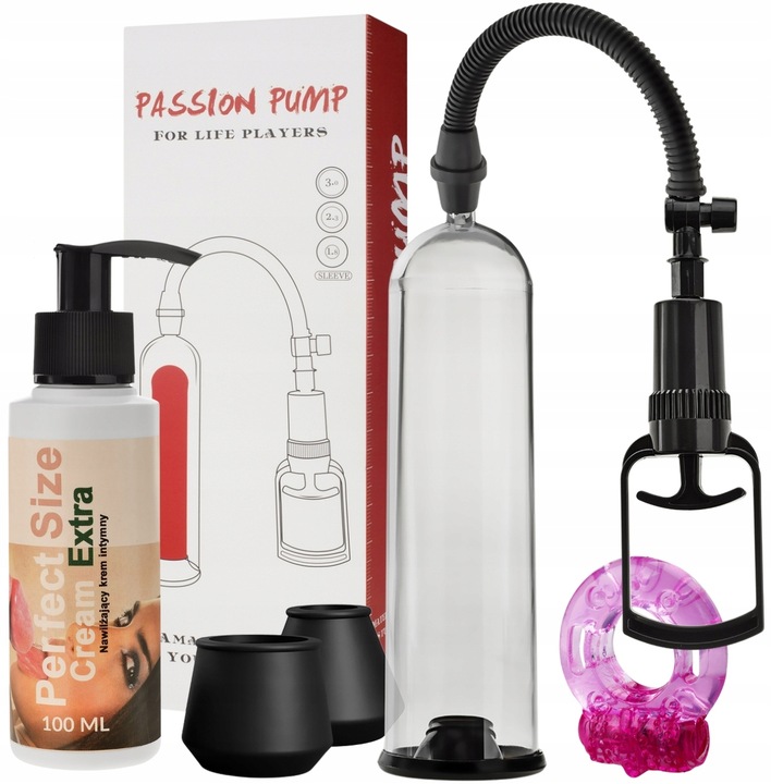 POMPKA DO PENISA + KREM NA POWIĘKSZENIE + WIBRUJĄCY RING + 3 USZCZELKI