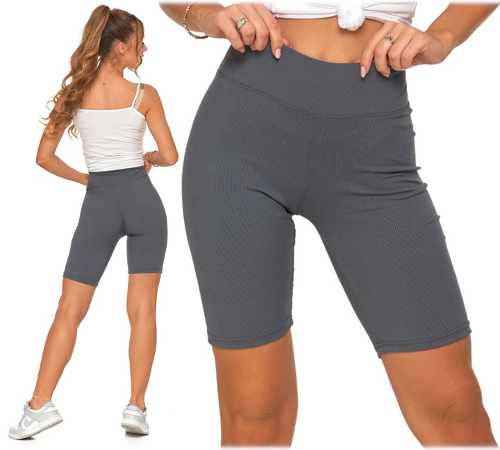 Legginsy Kolarki Prążkowane Krótkie Getry Bikery Damskie Kryjące MORAJ S/M
