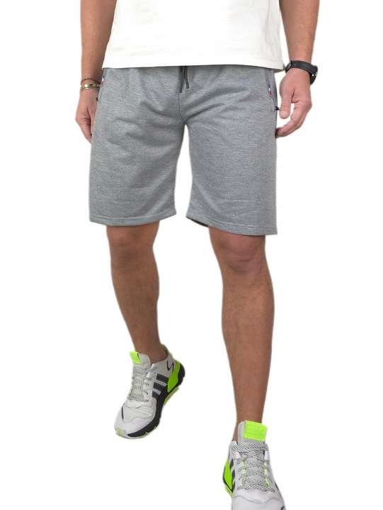 KRÓTKIE SPODENKI męskie DRESOWE z KIESZENIAMI na ZAMEK dresy szorty, r. 4XL
