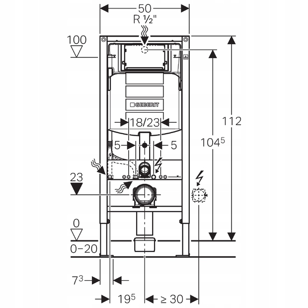 GEBERIT STELAŻ WC PODTYNKOWY DUOFIX SIGMA UP320 H112 DO WC
