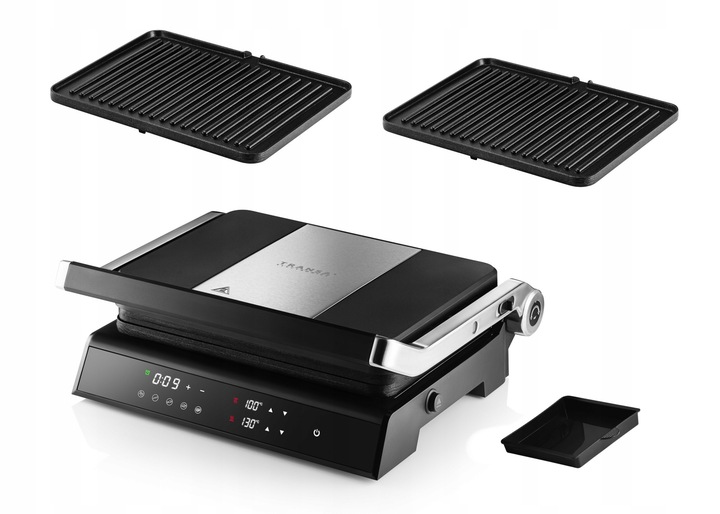 GRILL ELEKTRYCZNY Z REGULACJĄ TEMPERATURY 5 PROGRAMÓW ROZKŁADANY LED