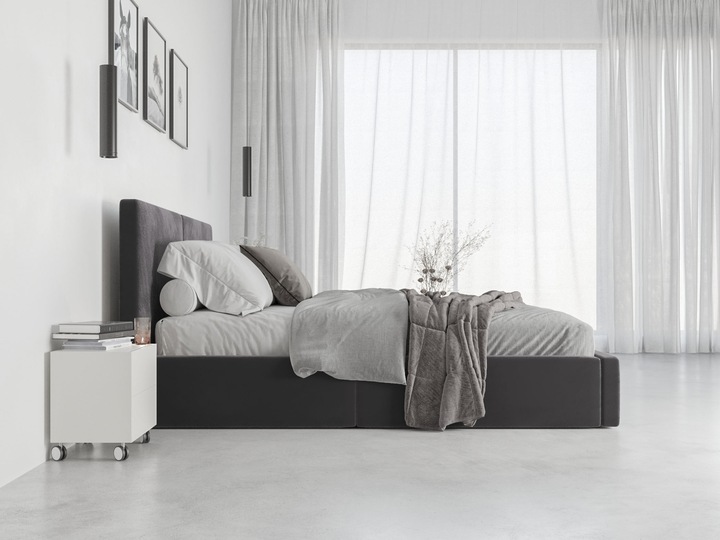 Łóżko 120x200 Tapicerowane Hilton Materac Amber stelaż podnoszony