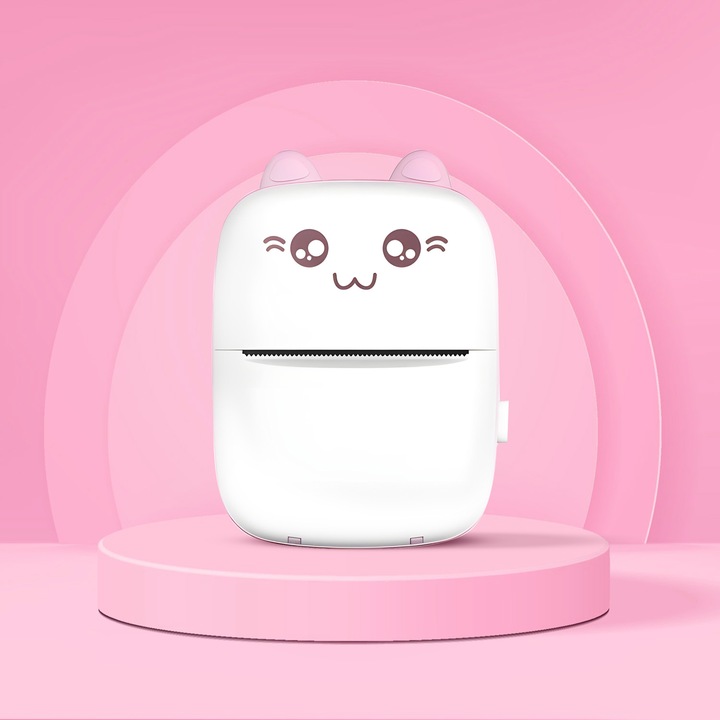 Drukarka Termiczna Mini Kot 11 Rolek do Zdjęć Notatek Przenośna dla Dzieci