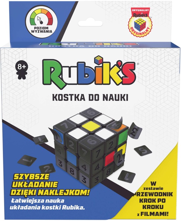 KOSTKA RUBIKA DO NAUKI Z NAKLEJKAMI + PORADNIK RUBIK'S ORYGINALNA