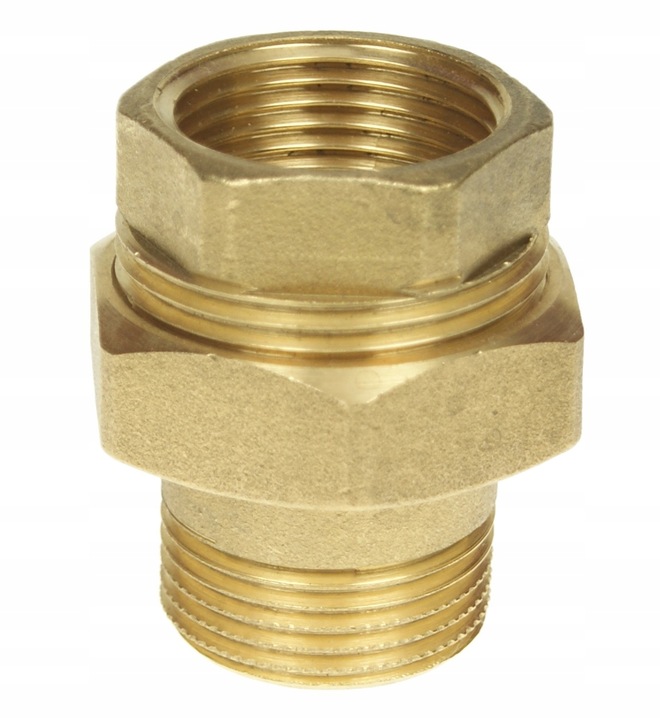 Śrubunek mosiężny 1 " cal prosty z oringiem uszczelką mocny złączka prosta