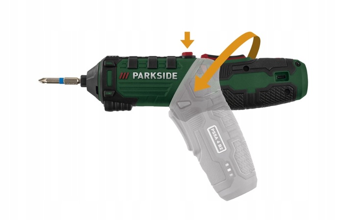 PARKSIDE PSSA 4 B2 Wkrętarka 4V obrotowa rękojeść 10Nm 26 bitów ZESTAW 30w1
