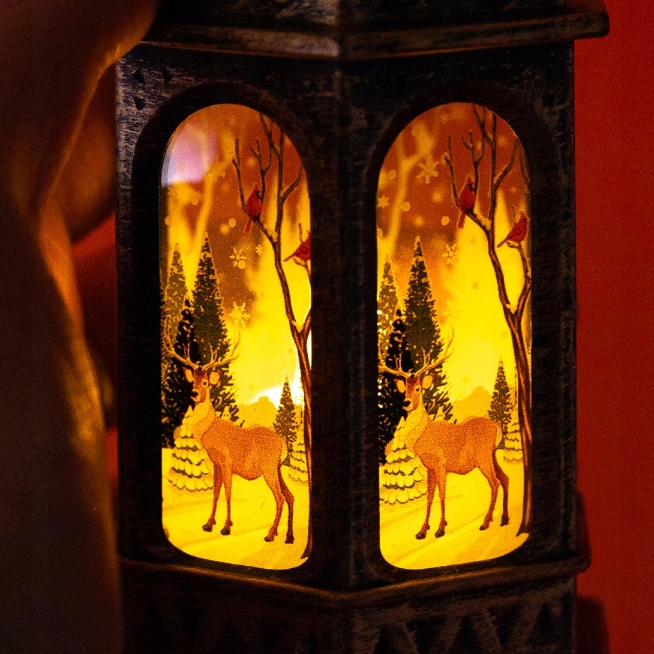 12x Świąteczna latarenka LED z kolorowym witrażem VERGIONIC lampion, latarn