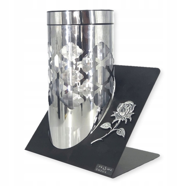 SOLARNY ZNICZ LED NAGROBNY SREBRNY WYTRZYMAŁY WIECZNA LAMPKA PARIS 23CM