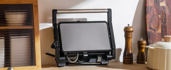 OPIEKACZ TOSTER GRILL DO KANAPEK PANINI ELEKTRYCZNY ROZKŁADANY 180°